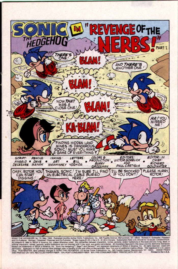 Sonic - Archie Adventure Series May 1994 Page 1